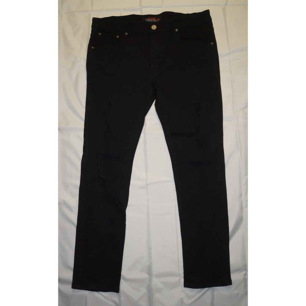 Copper Rivet Jeans 38x32 Men's Distressed Cotton Denim Mid-Rise Black Jean